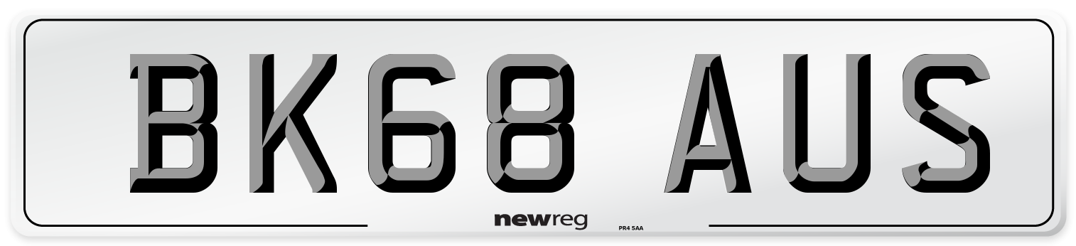 BK68 AUS Number Plate from New Reg